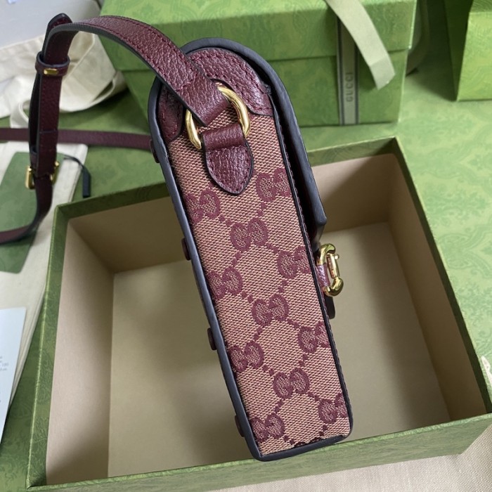 G*u*i horsebit 1955 mini bag burgundy gg canvas 625615