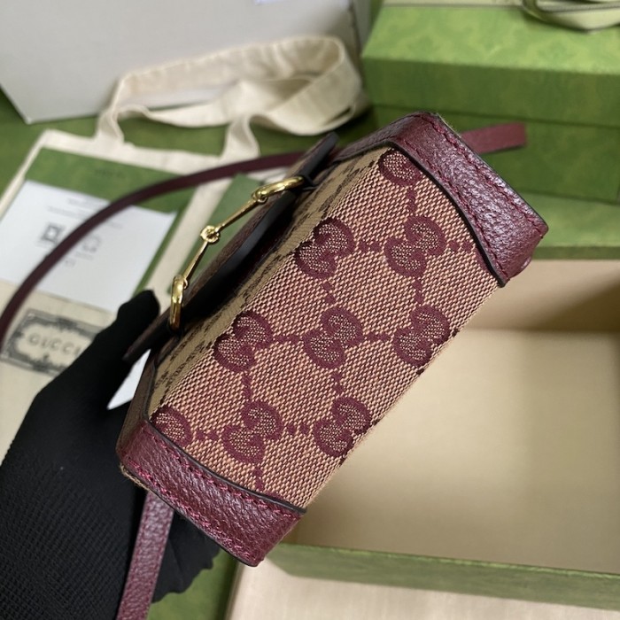 G*u*i horsebit 1955 mini bag burgundy gg canvas 625615