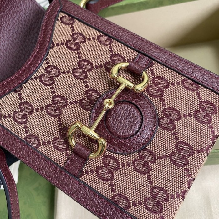 G*u*i horsebit 1955 mini bag burgundy gg canvas 625615