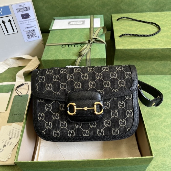 G*u*i horsebit 1955 shoulder bag ‎602204 black