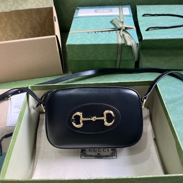 G*u*i horsebit 1955 small shoulder bag black leather ‎760196