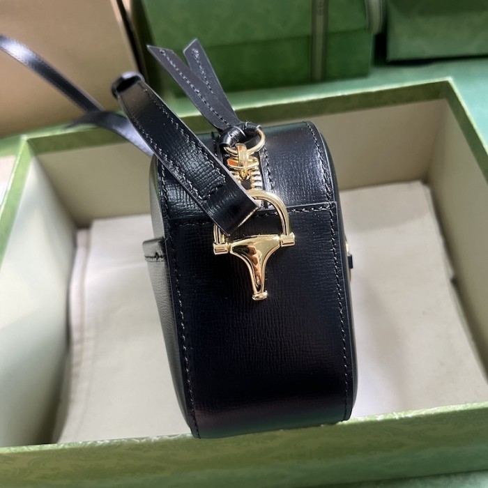 G*u*i horsebit 1955 small shoulder bag black leather ‎760196