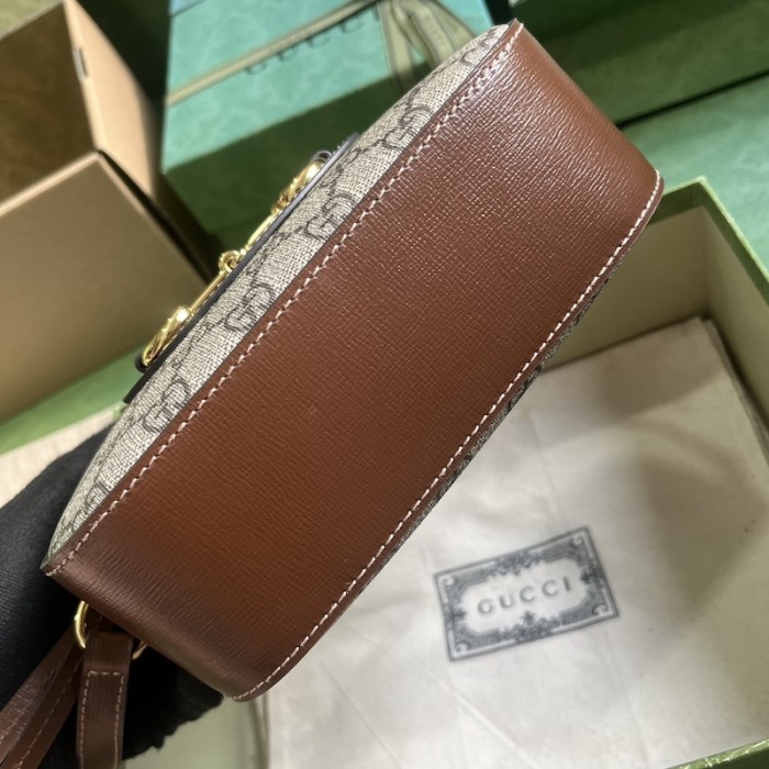 g*u*i horsebit 1955 small shoulder bag beige gg Sup*e canvas 760196