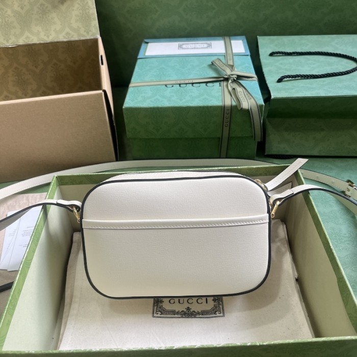 G*u*i horsebit 1955 small shoulder bag white leather 760196