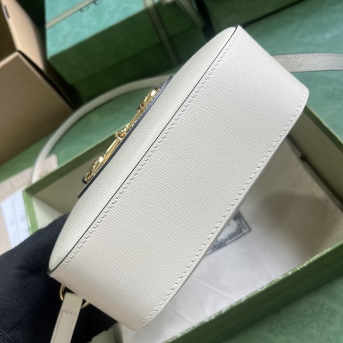G*u*i horsebit 1955 small shoulder bag white leather 760196