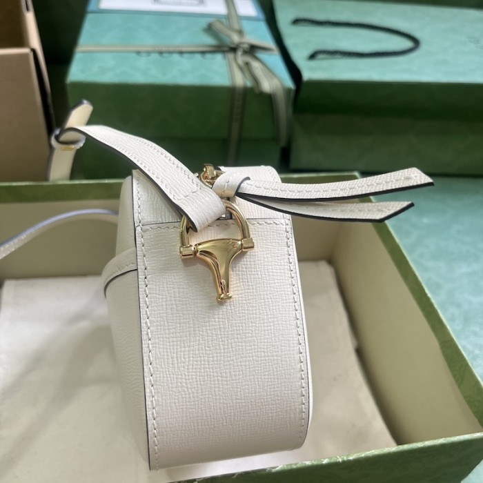 G*u*i horsebit 1955 small shoulder bag white leather 760196