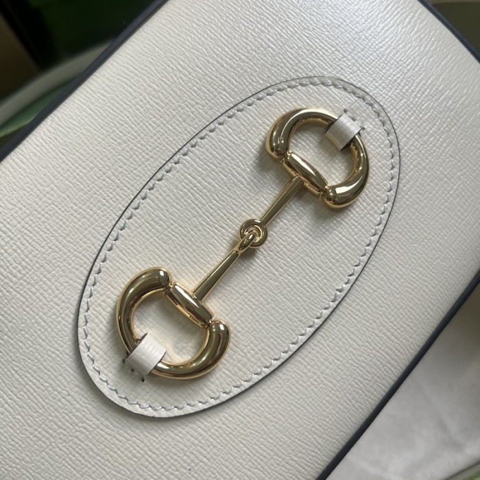 G*u*i horsebit 1955 small shoulder bag white leather 760196