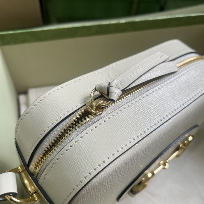 G*u*i horsebit 1955 small shoulder bag white leather 760196