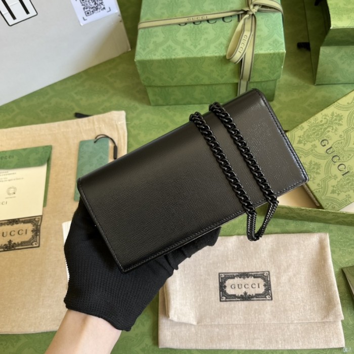 G*u*i horsebit 1955 wallet with chain 621892 black
