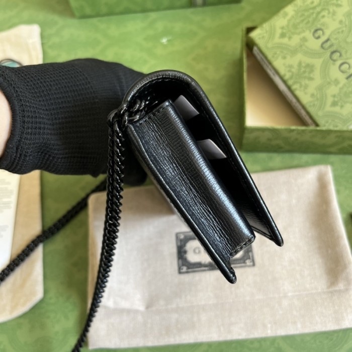 G*u*i horsebit 1955 wallet with chain 621892 black