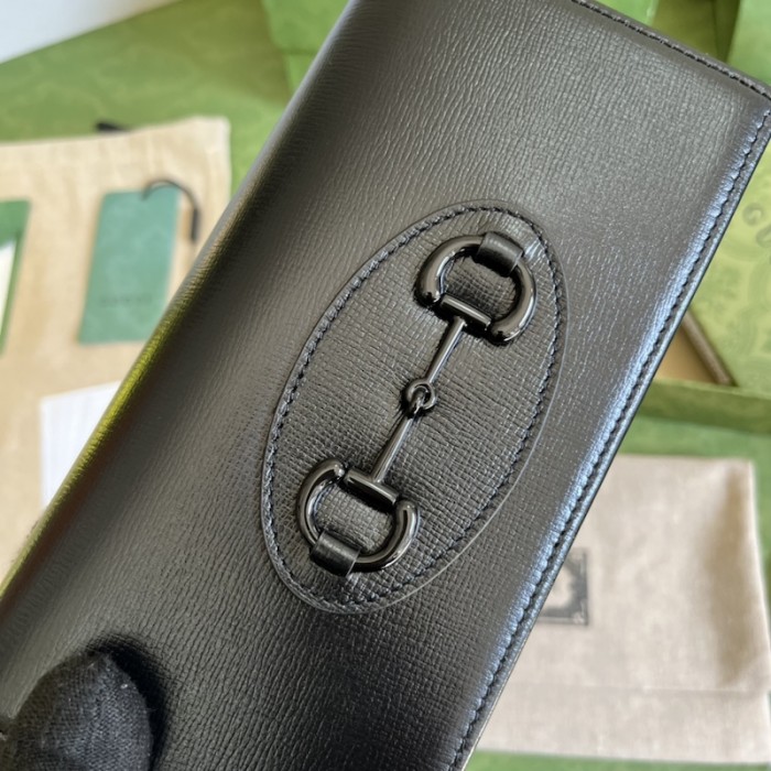 G*u*i horsebit 1955 wallet with chain 621892 black