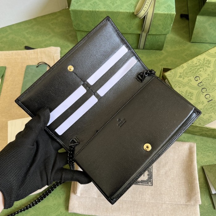 G*u*i horsebit 1955 wallet with chain 621892 black