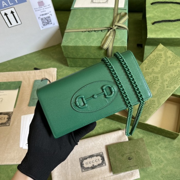 G*u*i horsebit 1955 wallet with chain ‎621892 green