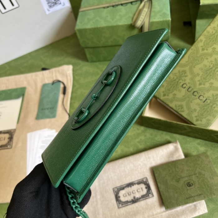 G*u*i horsebit 1955 wallet with chain 621892 green