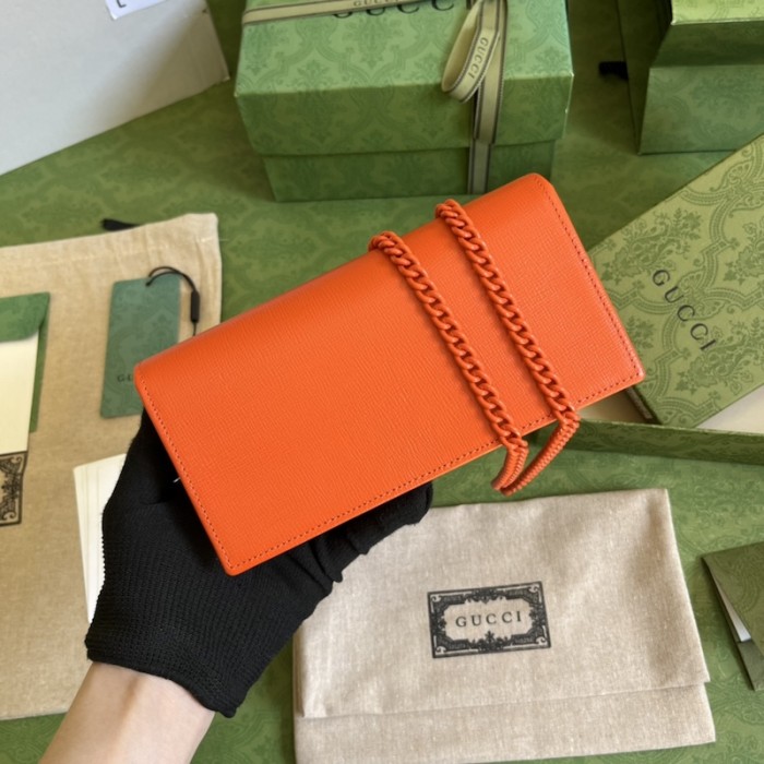 G*u*i horsebit 1955 wallet with chain 621892 orange