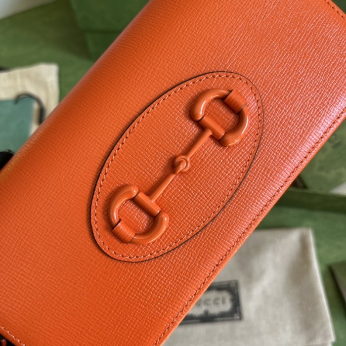G*u*i horsebit 1955 wallet with chain 621892 orange