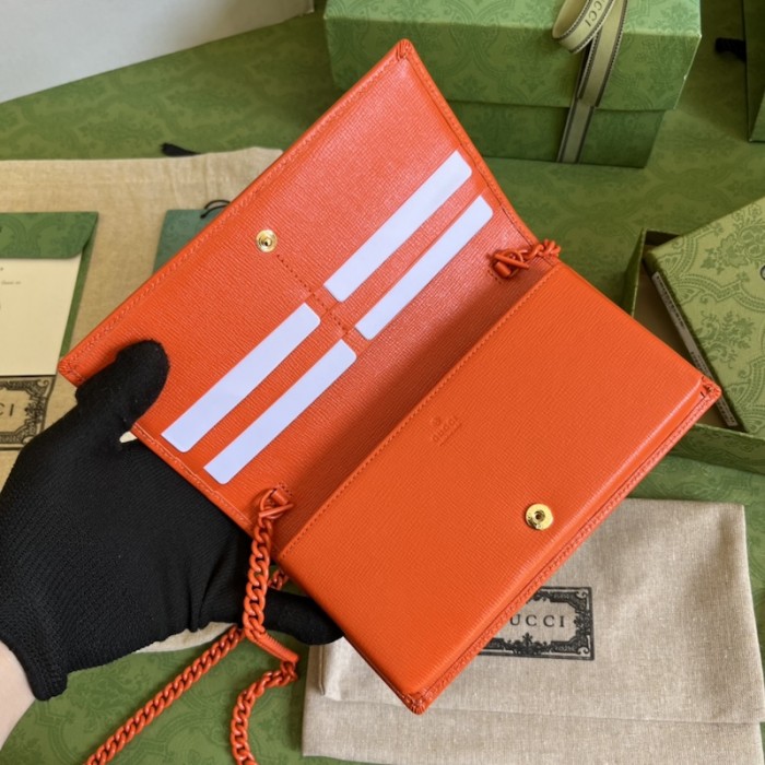 G*u*i horsebit 1955 wallet with chain 621892 orange