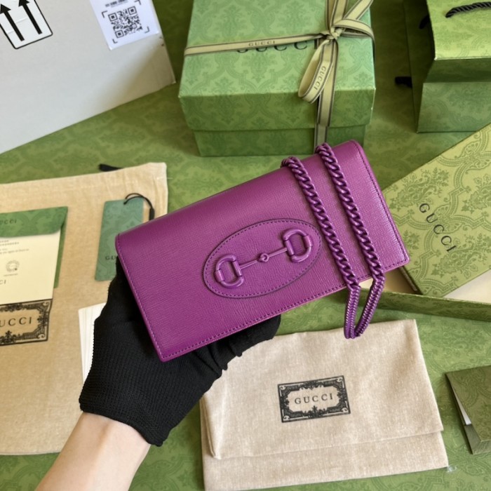 G*u*i horsebit 1955 wallet with chain ‎621892 purple