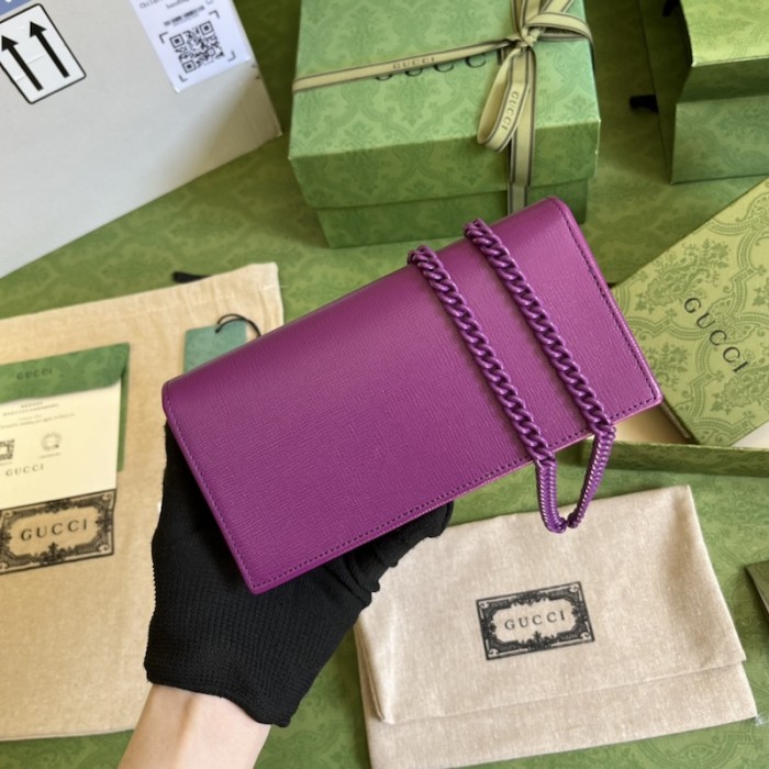 G*u*i horsebit 1955 wallet with chain ‎621892 purple