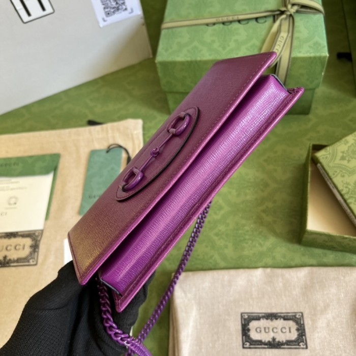 G*u*i horsebit 1955 wallet with chain ‎621892 purple