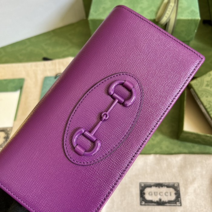 G*u*i horsebit 1955 wallet with chain ‎621892 purple