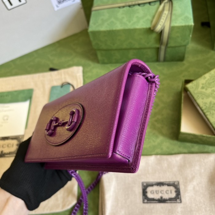 G*u*i horsebit 1955 wallet with chain ‎621892 purple