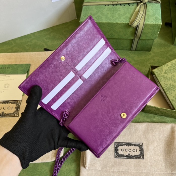G*u*i horsebit 1955 wallet with chain ‎621892 purple
