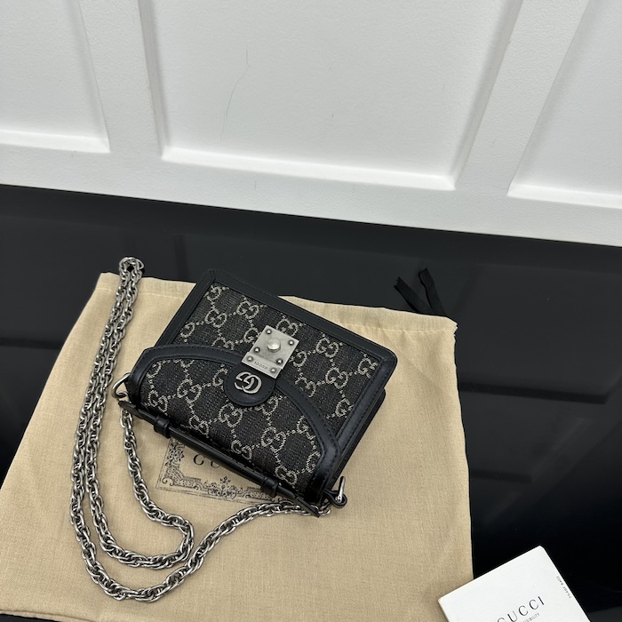 G*u*i ophidia gg mini shoulder bag black gg denim 696180