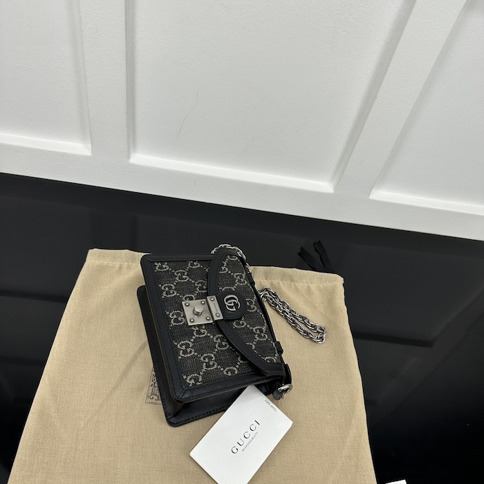 G*u*i ophidia gg mini shoulder bag black gg denim 696180