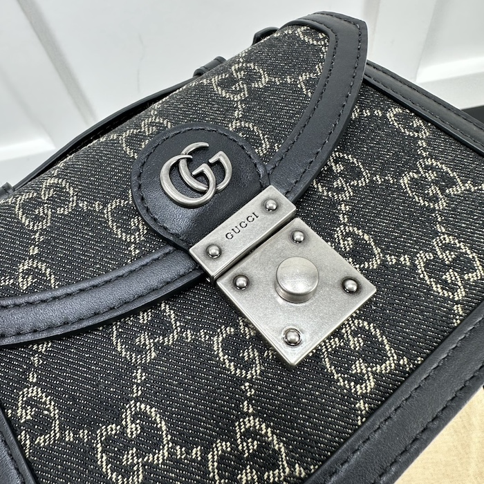 G*u*i ophidia gg mini shoulder bag black gg denim 696180
