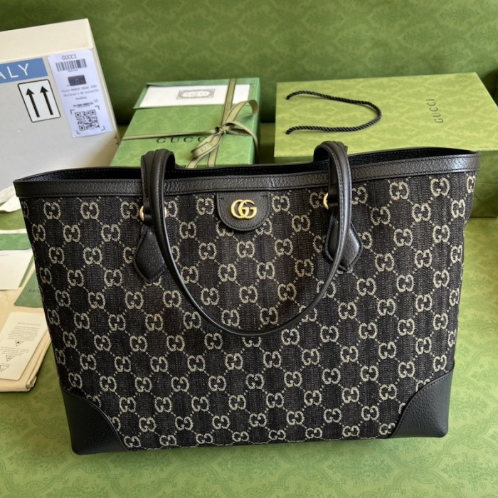 G*u*i ophidia medium tote with web ‎631685 black