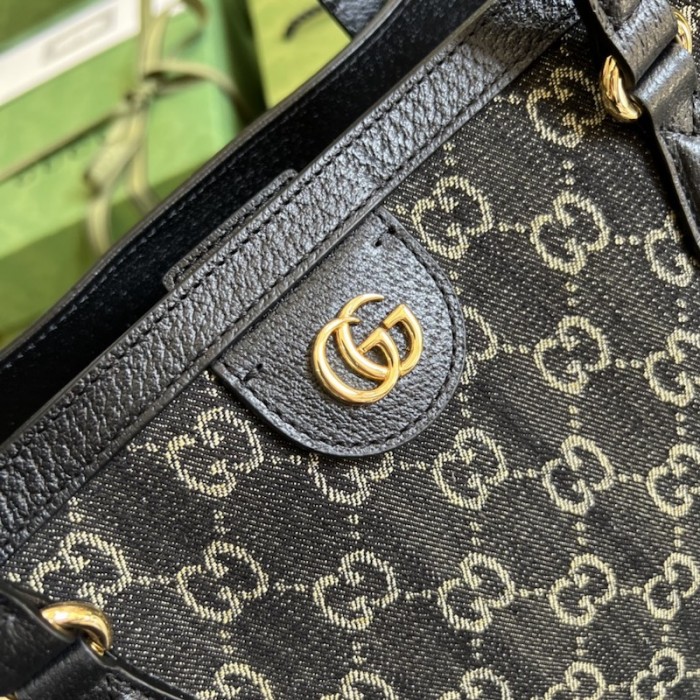 G*u*i ophidia medium tote with web ‎631685 black
