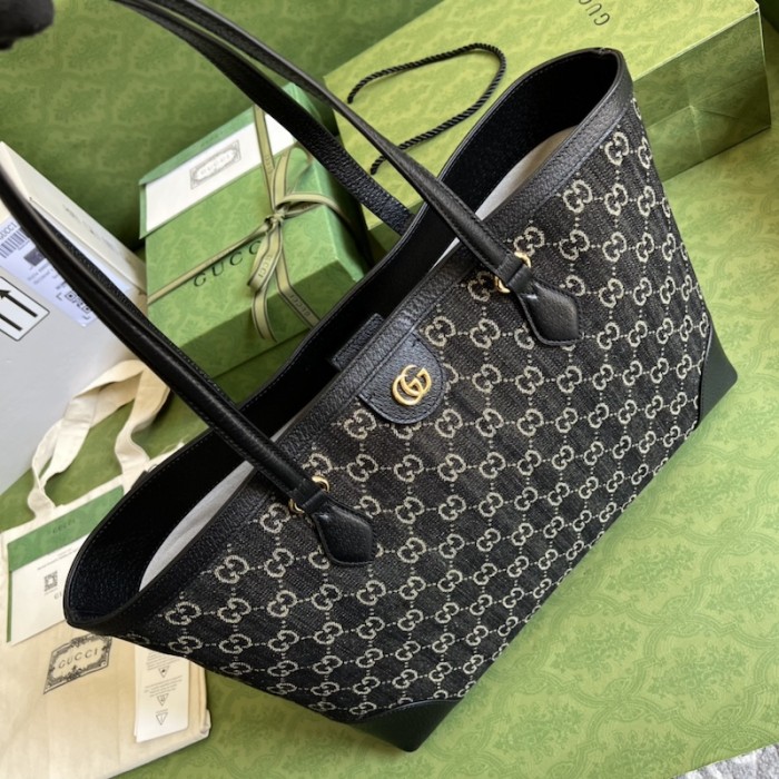 G*u*i ophidia medium tote with web ‎631685 black