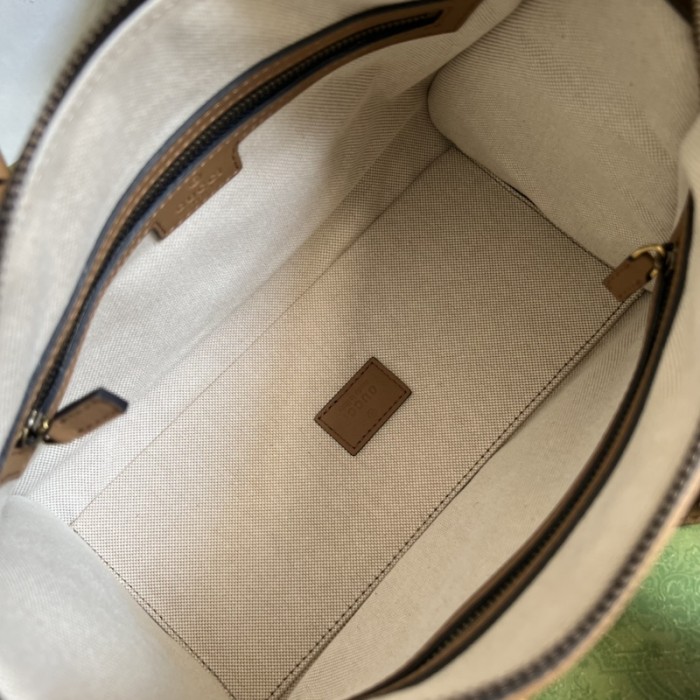 G*u*i small top handle bag with double g 715772 brown w/ canvas