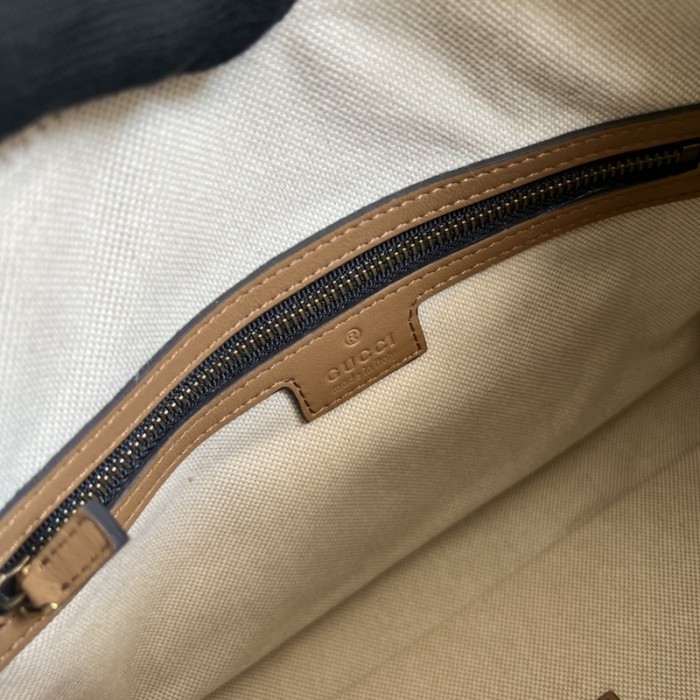 G*u*i small top handle bag with double g 715772 brown w/ canvas