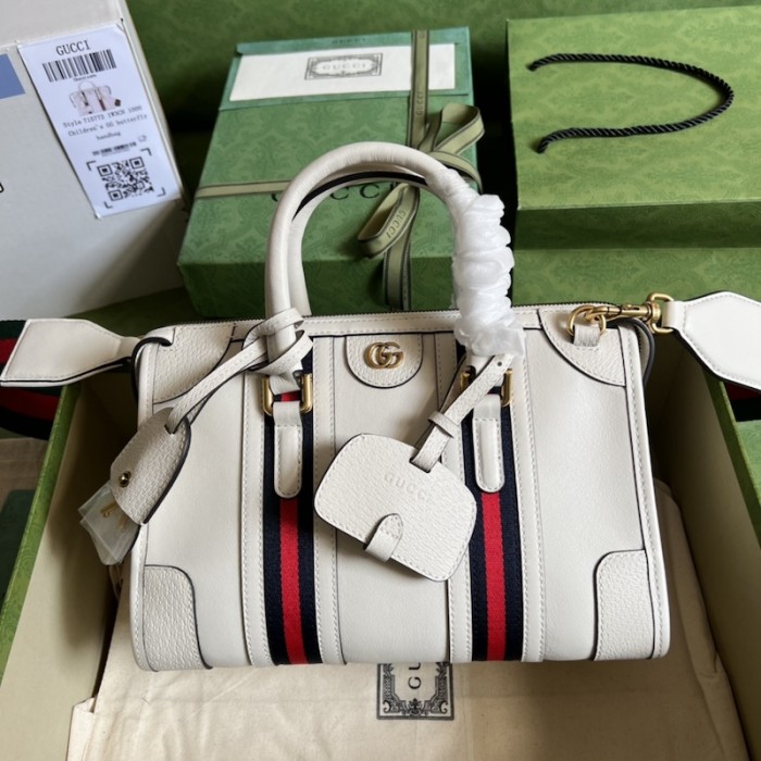 G*u*i small top handle bag with double g ‎715772 white