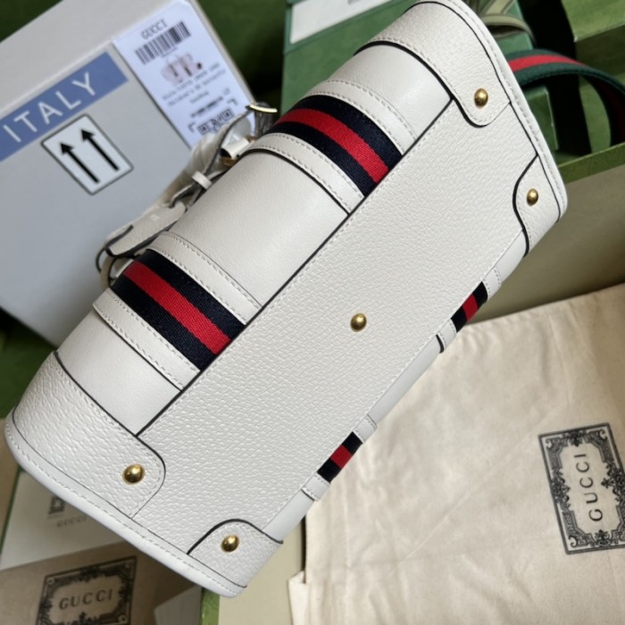 G*u*i small top handle bag with double g 715772 white