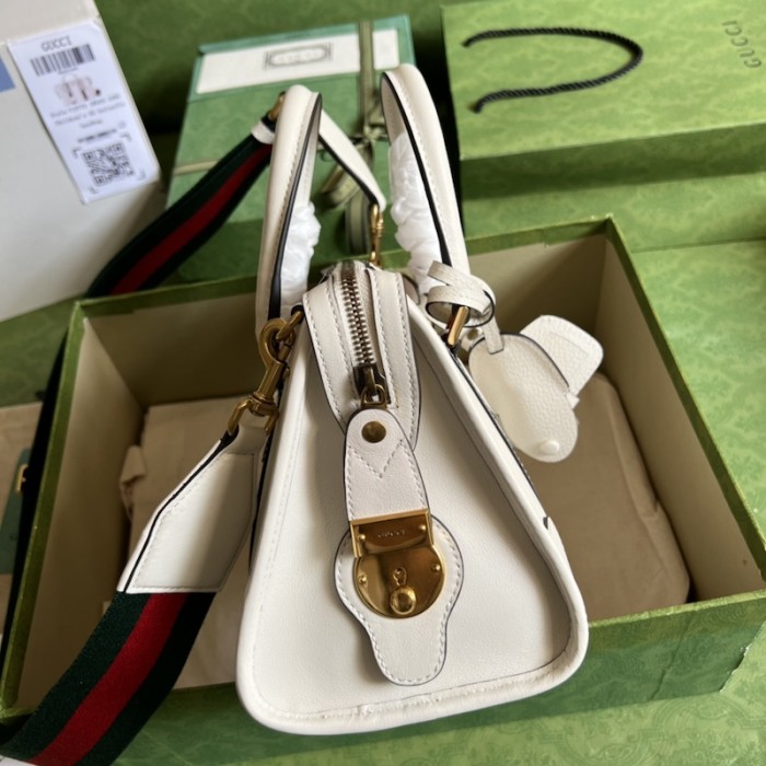G*u*i small top handle bag with double g 715772 white