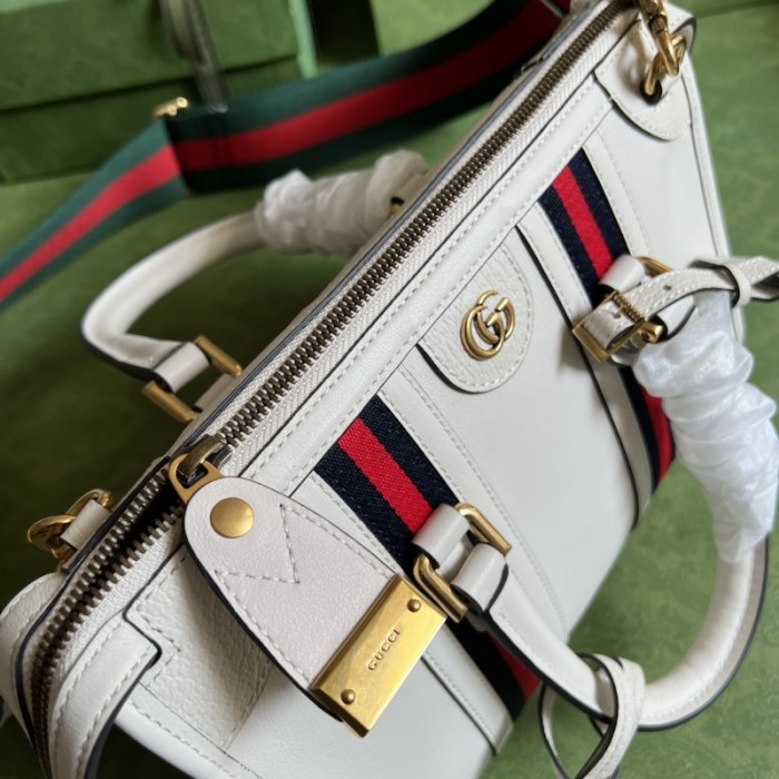 G*u*i small top handle bag with double g 715772 white