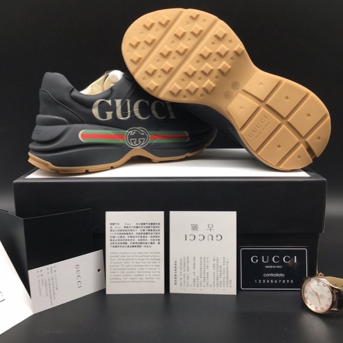 G*u*i rhyton G*u*i logo leather sneaker black