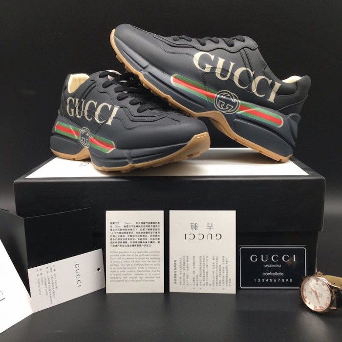 G*u*i rhyton G*u*i logo leather sneaker black