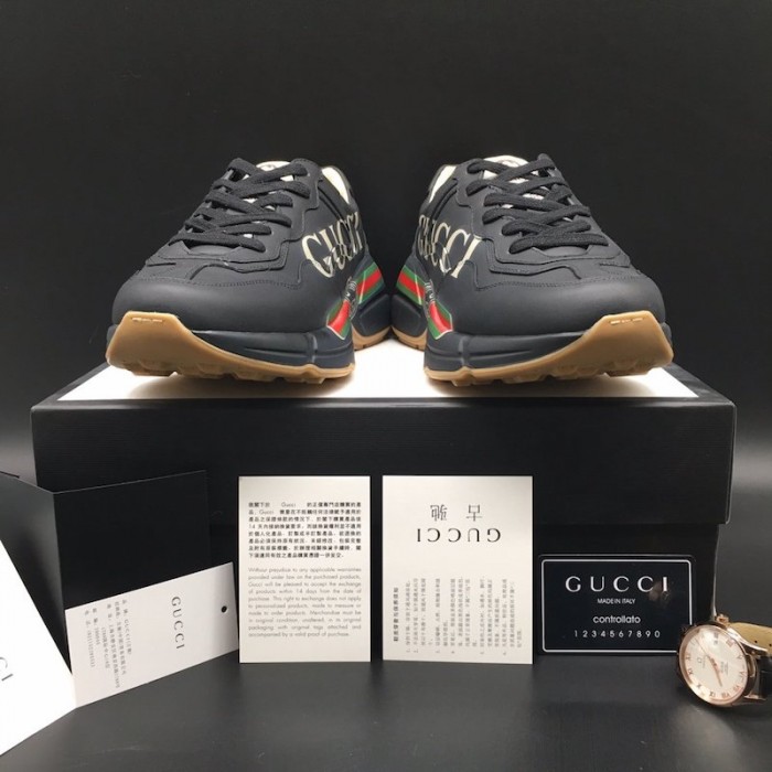 G*u*i rhyton G*u*i logo leather sneaker black