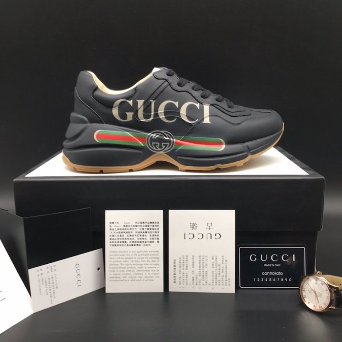 G*u*i rhyton G*u*i logo leather sneaker black