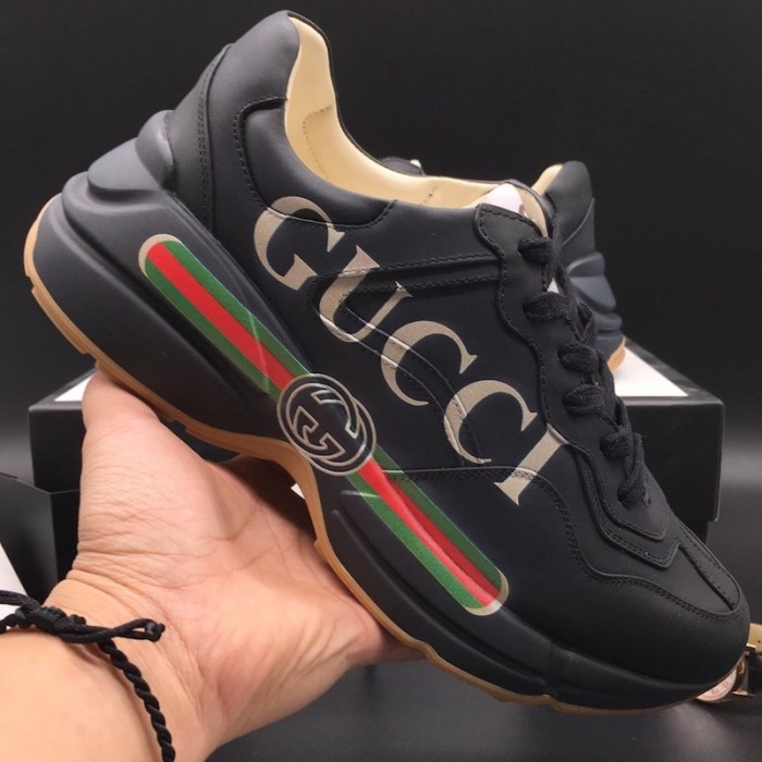 G*u*i rhyton G*u*i logo leather sneaker black