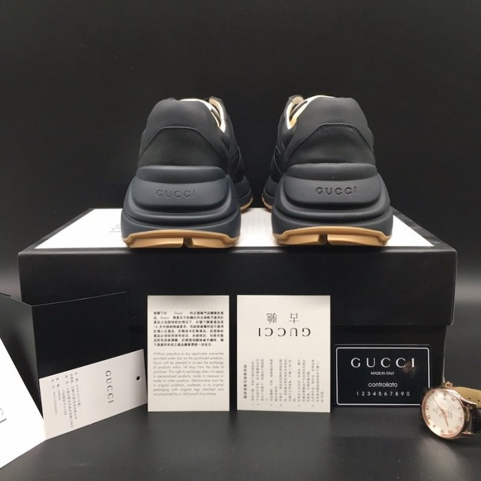 G*u*i rhyton G*u*i logo leather sneaker black
