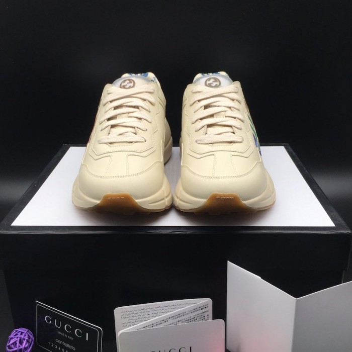 G*u*i rhyton leather sneaker with rainbow logo print