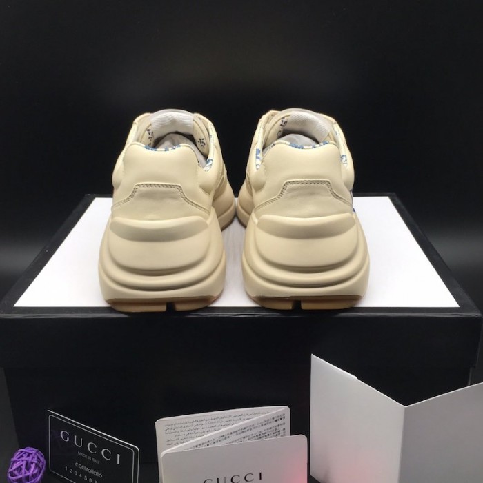 G*u*i rhyton leather sneaker with rainbow logo print