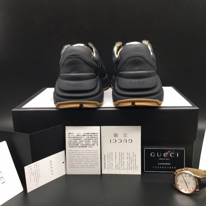 G*u*i rhyton leather sneaker with G*u*i logo