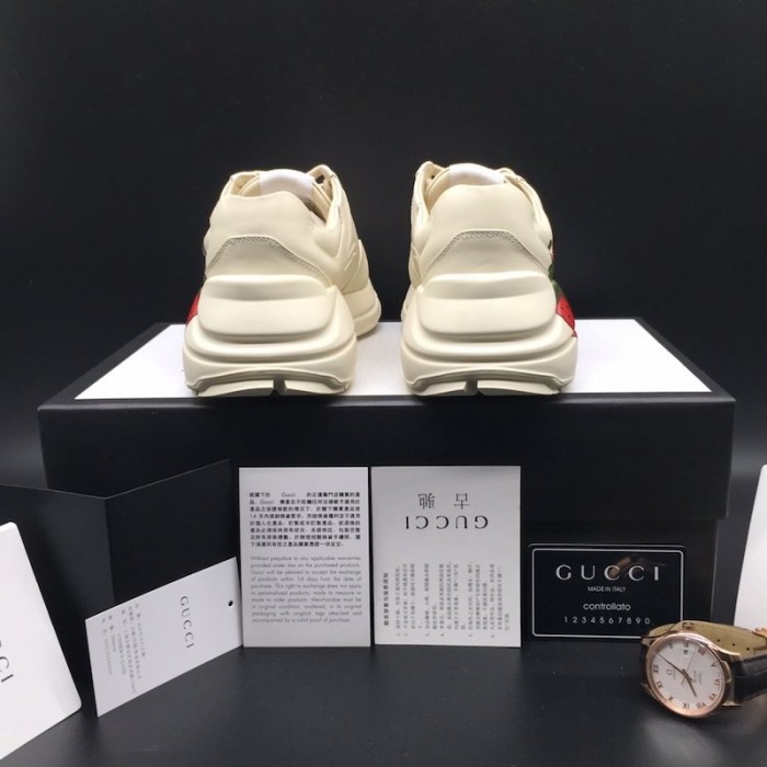 G*u*i rhyton leather sneaker with strawberry print