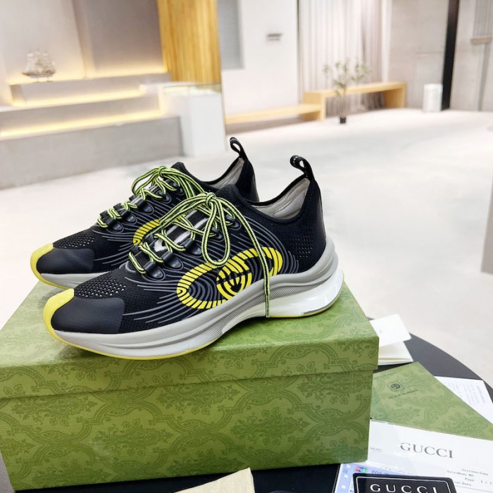 G*u*i run sneaker black technical knit fabric